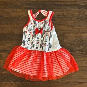 Disney Toddler Girl Red and White Minnie Mouse Dress, size 2T